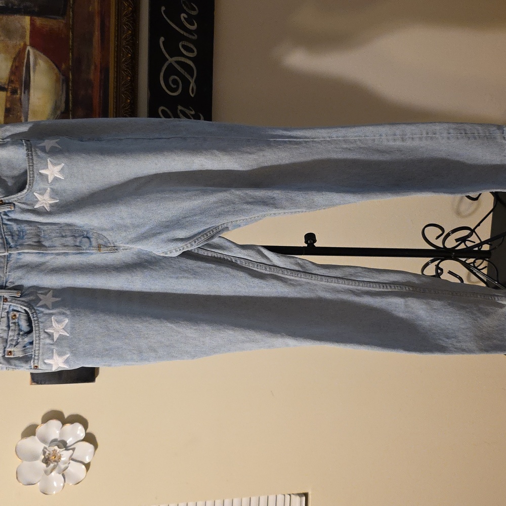 GRLFRND Light Blue Jeans W  Stars Waist Size 29 Skinny High Waist Button Fly